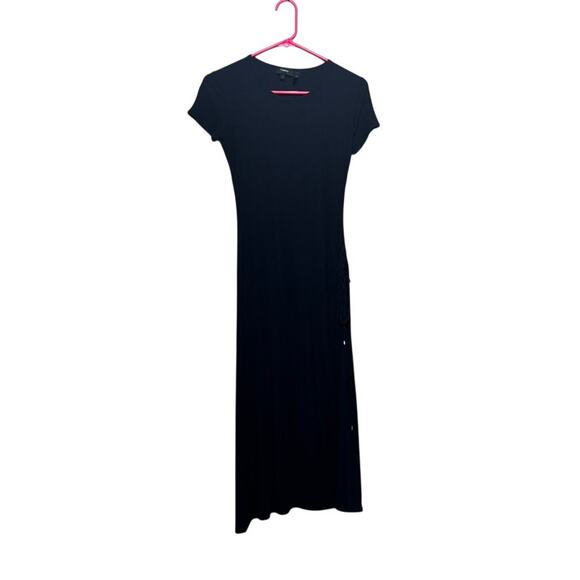 Theory Dresses & Skirts - Theory Jilaena Ribbed Viscose Dress Size P (Petite) Ruched Drawstring Side Slit